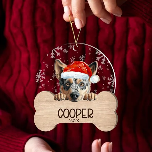 Miniatura 13 de Nazenti American Pit Bull Terrier Adorno de Navidad, adorno de perro fotográfico, adorno de perro personalizado, adornos de fotos de madera