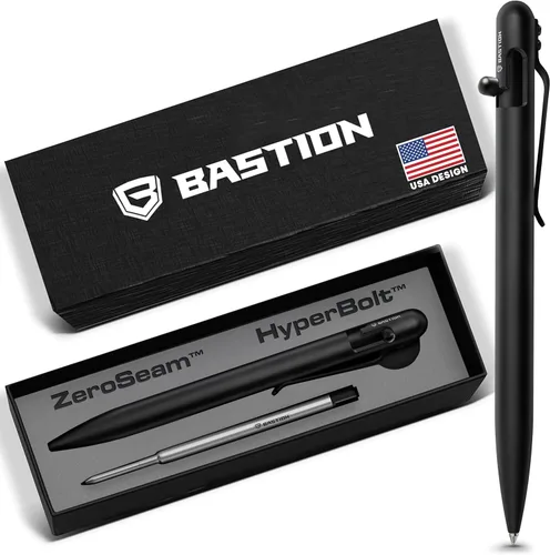 BASTION® Bolígrafo de Mecanismo Bolt Action Delgado de Lujo, Bolígrafo EDC Duradero con Punta Fina, Bolígrafo Profesional para la Escuela y el acero