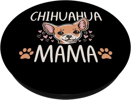 Miniatura 2 de Chihuahua Mamá Divertido Amante del Perro Propietario Regalo Mujer PopSockets Agarre y Soporte para Teléfonos y Tabletas, Negro