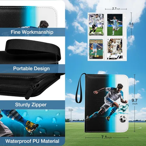 Miniatura 2 de RONMONG Carpeta de Tarjetas de Fútbol, Álbum de Tarjetas de Intercambio Deportivas 2024-2025 con Fundas Portatarjetas, Hojas de Portatarjetas