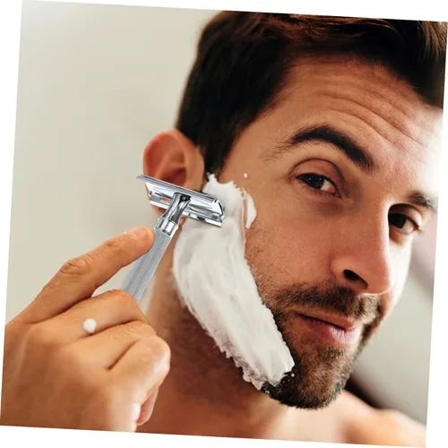Miniatura 8 de Angoily 2 piezas de afeitar de mango blanco reutilizable doble filo seguridad barba Trimmer 2 piezas blancas.