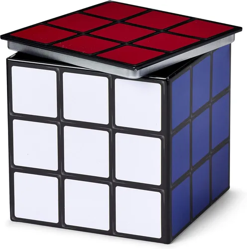 Caja de almacenamiento de lata de cubo de rompecabezas – Contenedor de almacenamiento de 4 x 4 pulgadas con tapa superior pop – Cubo organizador