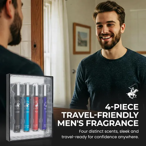 Miniatura 2 de Beverly Hills Polo Club EDT Pen Spray Collection - Juego de 4 fragancias para hombre, aroma activo, sexy, ardiente y azul, colonia de larga duración