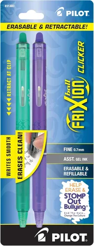 Miniatura 2 de PILOT FriXion 31483 - Bolígrafos de tinta de gel borrable retráctiles y recargables, punta fina, colores surtidos, paquete de 2
