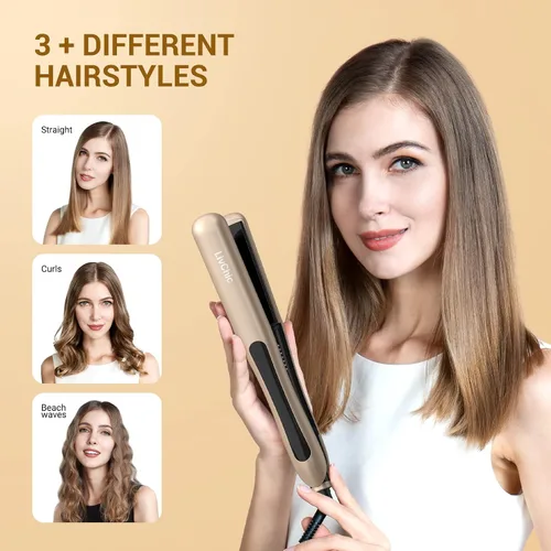 Miniatura 5 de Plancha de pelo profesional de turmalina de cerámica, alisadora y riza, 2 en 1, temperatura ajustable de hasta 450 ℉, evita enganches