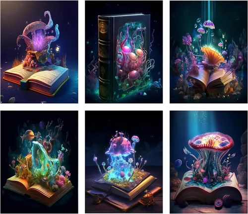 Miniatura 18 de Leatrice Paquete de 6 kits de pintura de diamantes para adultos, kits de arte de diamantes 5D, pinturas de puntos de gemas redondas, taladro