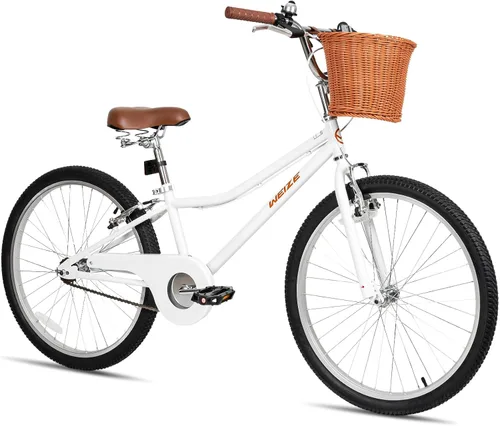 Miniatura 7 de WEIZE Girls Bike 20 24 Inch Teenage Tween Kids Cruiser Bike Commuter Bicycles with V-Brake Pink White