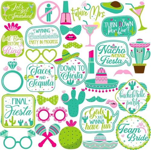 KatchOn, Kit de accesorios para fotos de despedida de soltera, paquete de 35 | Accesorios de cabina de fotos de fiesta mexicana para decoraciones de
