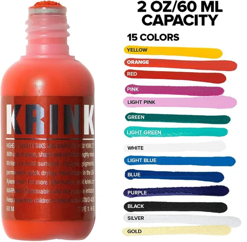 Miniatura 3 de Krink K-60 Marcador de Pintura Rojo - Marcadores de Graffiti de Bellas Artes Vibrantes y Opacos para Lienzo, Metal, Vidrio, Papel y Más - Marcador