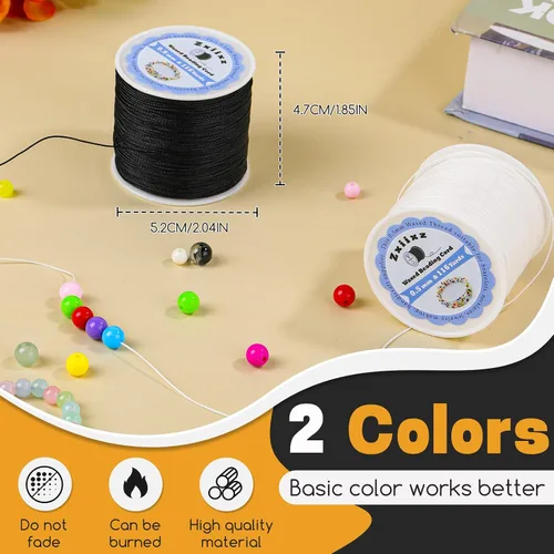 Miniatura 5 de Cuerda de pulsera de cordón encerado de 0.020 in, cuerda de cera de 116 yardas para hacer pulseras, hilo de cuentas de poliéster encerado para hacer