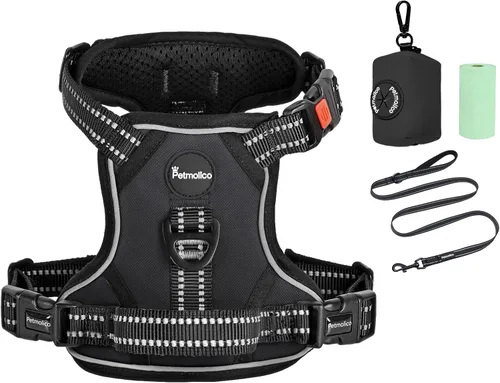 Miniatura 17 de Petmolico Juego de arnés para perro sin tirones con accesorio de correa, asa de fácil control, chaleco reflectante para razas pequeñas, chaleco