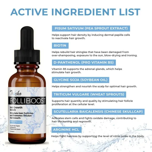 Miniatura 2 de Tricho Labs Folliboost - Suero para el crecimiento del cabello, fórmula de base natural con biotina y aceite de menta, cuidado del cabello para un