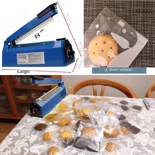 Miniatura 5 de Sellador térmico por impulsos Bolsas manuales Máquina de sellado por impulso de 8 pulgadas para bolsas de plástico PE PP Bolsas con agarre