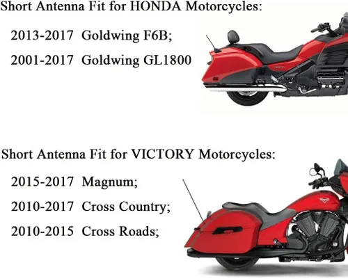 Miniatura 6 de Antena corta para motocicleta, apta para modelos selectos de motocicletas Can-Am Spyder, Indian, Honda, BMW, Victory Diseñada para recepción