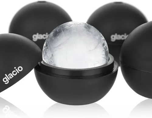Moldes redondos para cubitos de hielo – Máquina grande para hacer bolas de hielo de whisky | Molde de esfera de silicona sin BPA para cócteles Negro