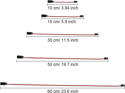 Miniatura 2 de Tecunite 20 cables de extensión servo de 3 pines, cable de extensión de servo RC hembra a macho, conectores de cable para tablero de control