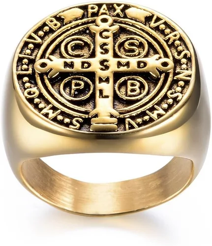 Miniatura 2 de Anillo religioso de San Benito con sello exorcista para hombre, protección contra demonios, anillos CSBP