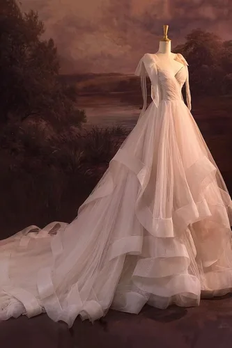 Miniatura 2 de Vestido de fiesta de tul con volantes en capas, con tirantes delgados, vestidos de baile de princesa con lazo, vestidos de quinceañera