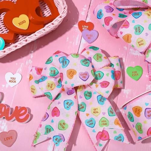 Miniatura 4 de JarThenaAMCS Cinta con Borde de Alambre para el Día de San Valentín Cinta de Corazón de Conversación Cinta con Alambre de Corazón de Dulce Cinta