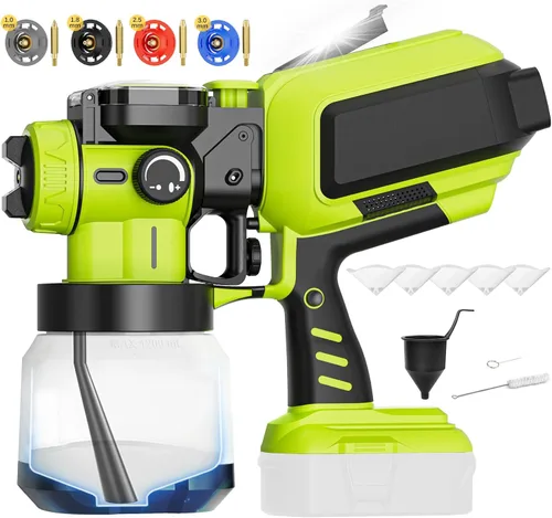 Miniatura 10 de Pulverizador de Pintura Inalámbrico Compatible con Batería Ryobi 18v (SIN Batería), Pulverizadores de Pintura Eléctricos de Mano HVLP con Contenedor