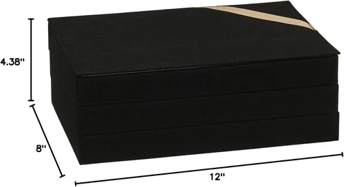 Miniatura 6 de Household Essentials Organizador de joyas negro apilables con tapa extraíble