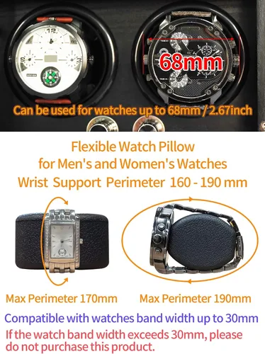 Miniatura 3 de Oryx Watch Winder for 4 Automatic Watches, Rotating Watch Box 5 Rotation Modes Setting Case with LED Light, USB Powered Super Quiet Mabuchi Motor