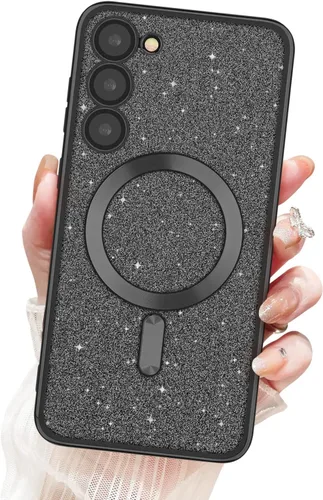 Miniatura 16 de Newseego Funda ultra magnética para Samsung Galaxy S22, funda de lujo con purpurina para mujeres y niñas, protección completa de la lente de la Negro