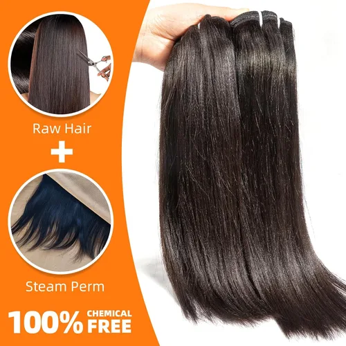 Miniatura 2 de Últimos 5 años 10 pulgadas corto ligero Yaki recto relajado recto recto cabello humano crudo 1 paquete Natural grueso yaki rizado recto un donante