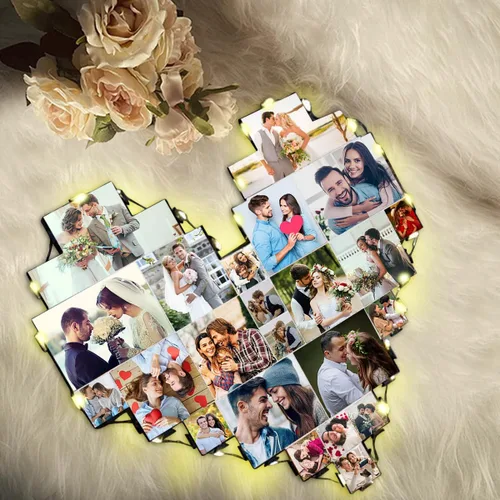 Miniatura 6 de Alice - Lámpara de fotos personalizada con forma de corazón grabada con 15 fotos para el día de la madre, regalo para la nueva mamá o madre