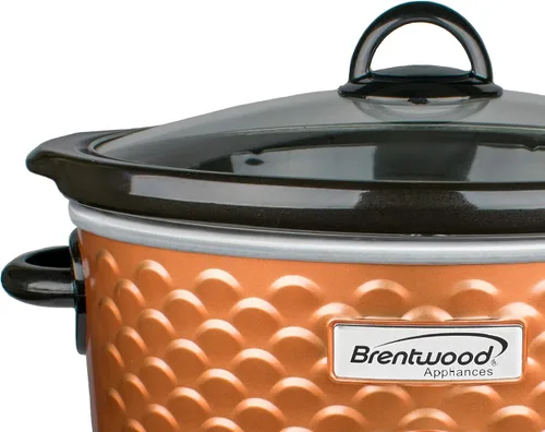 Miniatura 3 de Brentwood SC-140C - Olla de cocción lenta de 4.5 cuartos de galón, cobre, 3 ajustes de calor (bajo, alto, cálido), olla de cerámica, tapa de vidrio