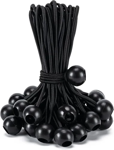 Miniatura 10 de Paquete de 30 cuerdas elásticas con bola, cuerdas elásticas resistentes de 4 pulgadas, lona de toldo con bolas elásticas para amarre de dosel