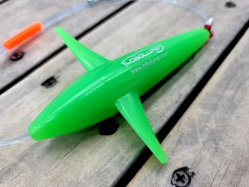 Miniatura 5 de Lobo Lures Add-a-Bird - Señuelo giratorio de arrastre con cadena de margarita, 400 libras y sacacorchos de 750 libras Resplandor verde/LUMO