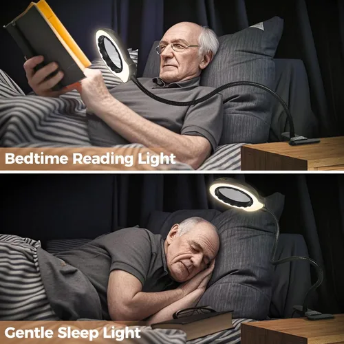 Miniatura 8 de Lupa con luz y abrazadera de escritorio más grande 10X lupa de escritorio con clip para trabajo cerrado, lectura de libros de cama, manualidades