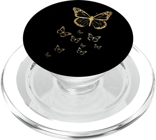 Miniatura 8 de PopSockets de mariposa dorada y negra con diseño de mariposas y simples y minimalistas