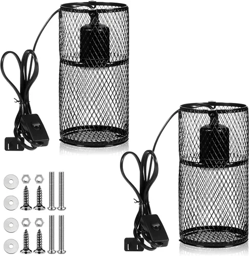 Miniatura 9 de VIHOSE Protector de lámpara de calor para reptiles con emisor de calor de cerámica de 150 W, soporte de lámpara de calefacción antiquemaduras, jaula