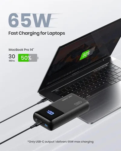 Miniatura 3 de INIU Banco de energía, 25000mAh 65W USB C cargador portátil y cargador inalámbrico, estación de carga inalámbrica rápida con certificación Qi de 15 W