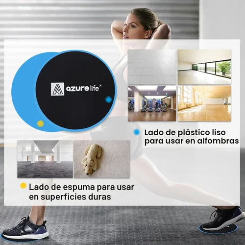 Miniatura 2 de A Azurelife Deslizadores de ejercicio para el núcleo, discos deslizantes de doble cara para uso en alfombras o suelos de madera, ligeros y Azul