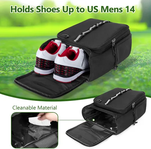 Miniatura 2 de GOBUROS Bolsa para zapatos de golf con capacidad para un par de zapatos de hombre de EE. UU. 14, portador de zapatos de golf con soportes