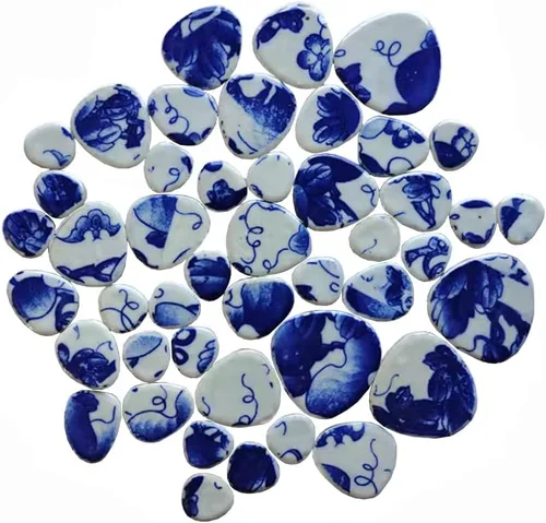 Miniatura 13 de Azulejos de mosaico de cerámica de 1 libra, color aleatorio, tamaño mixto, forma ovalada, piezas de cerámica de mosaico para manualidades