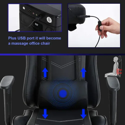 Miniatura 5 de Silla ergonómica para juegos para adultos, silla de escritorio ajustable con respaldo alto y soporte lumbar y reposapiés, silla de oficina de cuero