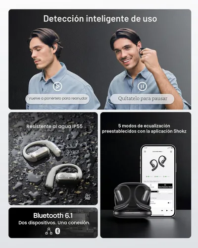 Miniatura 10 de SHOKZ OpenFit Pro - Auriculares inalámbricos de oreja abierta con reducción de ruido de oído abierto, optimizados para Dolby Atmos, graves
