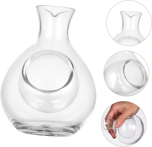Miniatura 7 de Hemoton Decantador de cristal del dispensador del vino del hielo 10.1 fl oz para el refrigerador del decantador de la botella del sake del vino