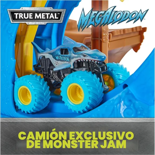 Miniatura 5 de Monster Jam, Megalodon Loop of Doom Set de Juego de Acrobacias con Camión Monstruo Exclusivo de Fundición a Escala 1:64 para Niños, Juguetes