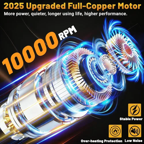 Miniatura 2 de Pulidora de búfer inalámbrica compatible con batería Dewalt de 20 V, 10000 RPM sin escobillas de alta potencia Doble acción 6 velocidades