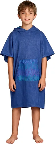 Miniatura 12 de MissShorthair Toalla Poncho para niños, toalla de playa con capucha para niñas y niños, poncho de surf, bata cambiante, toalla de baño de Rayas