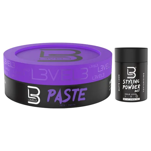 L3 Pasta de cabello de nivel 3 para hombres, pasta de peinado de larga duración con acabado mate, añade volumen, textura y definición, infusión de