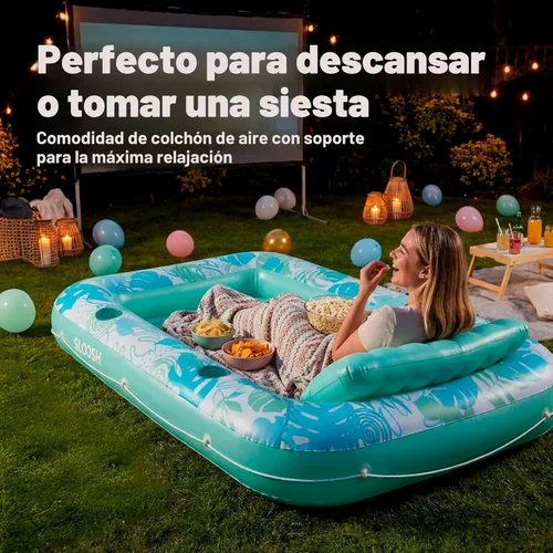 Miniatura 7 de Flotador inflable para piscina de bronceado Sloosh, 70" x 46" Flotadores de piscina para adultos con almohada, balsa flotante de 4 en 1 para tomar