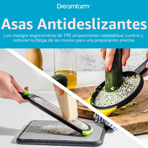 Miniatura 5 de Dreamfarm Juego de herramientas de cocina, Ograte & Ozest, rallador ultrafino de doble cara y zester autolimpiante con cubiertas a presión