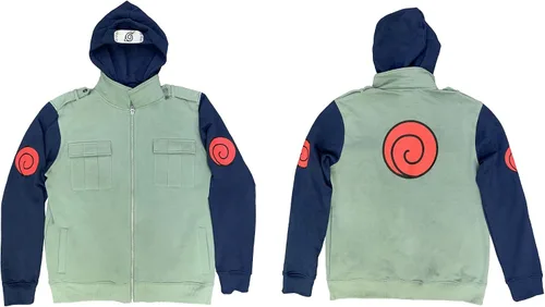 Miniatura 3 de Ripple Junction Naruto Shippuden Kakashi Hatake Cosplay Military-Style Sudadera con capucha para hombre con diadema