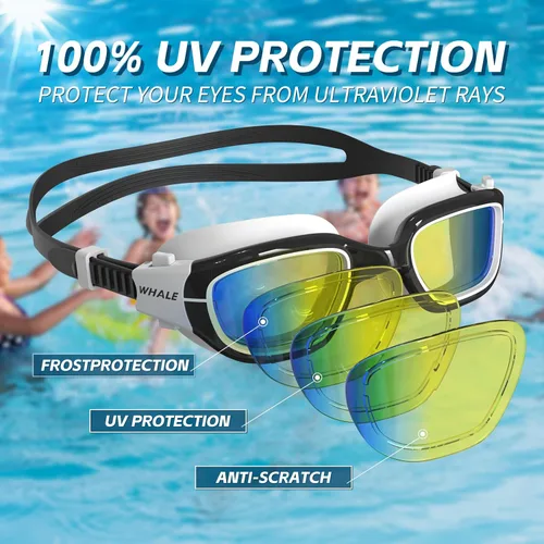 Miniatura 6 de Whale Gafas de natación para niños, cómodas gafas de natación polarizadas UV400 antivaho adecuadas para edades de 6 a 14 años